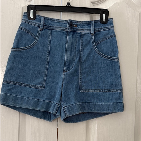 Madewell Pants - Madewell Cuffed Blue Denim Patch-Pocket Shorts Shirt 25